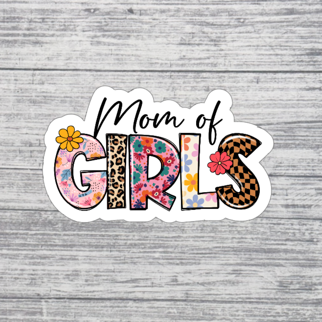 Mom of Girls Pattern Letter Sticker