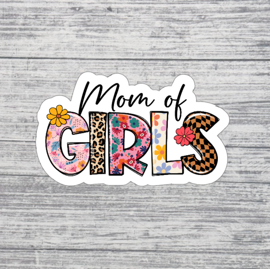 Mom of Girls Pattern Letter Sticker