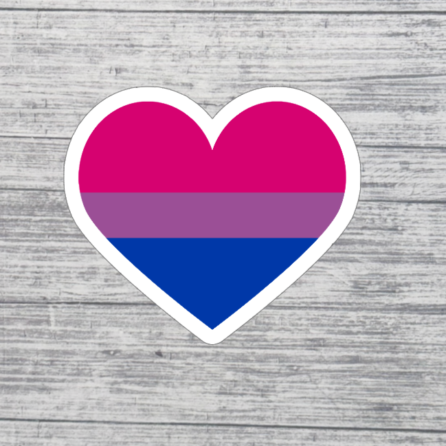 Bisexual Pride Heart Sticker – 3” Bi Pride Sticker – LGBTQ+ Pride Heart Sticker