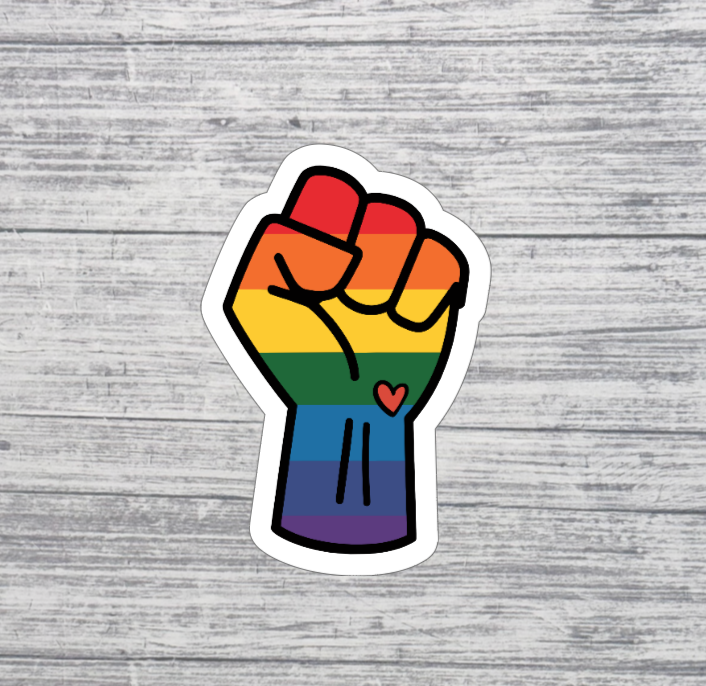 Rainbow Pride Fist Sticker – 3” LGBTQ+ Pride Sticker – Equality & Inclusion Sticker