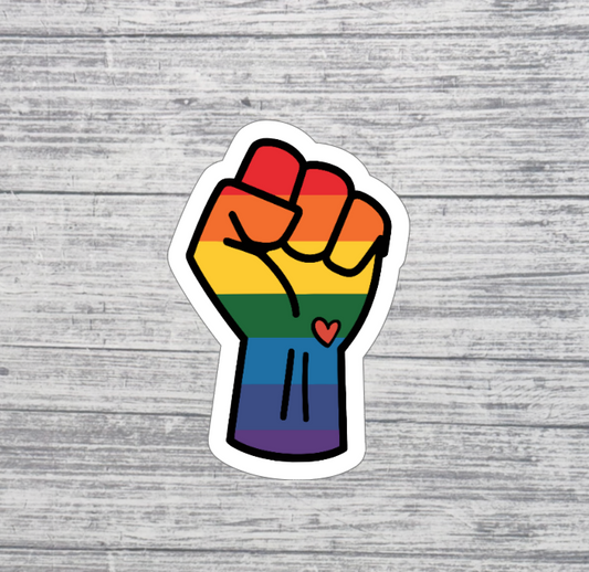Rainbow Pride Fist Sticker – 3” LGBTQ+ Pride Sticker – Equality & Inclusion Sticker